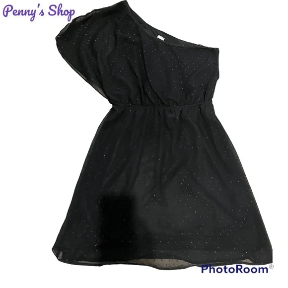 Dresses | Womens Black One Shoulder Dress With Glitter | Poshmark